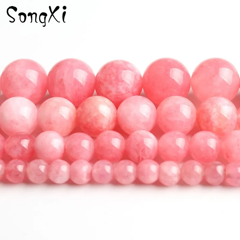 

Natural Stone Pink Angelite Round Loose Beads for Jewelry Making Diy Bracelet Necklace Jewellery Pick Size 4 6 8 10 mm 15 Inches