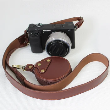 

genuine Cowhide Leather shoulder Strap for Olympus Panasonic Nikon Canon Sony A7III A7RM2 A9 A6500 slr real leather neck strap