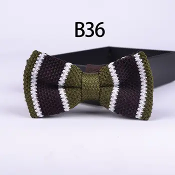 

NEW fashion Knitted bowtie party wedding Knitting bow ties Unisex butterfly olive with white stripes