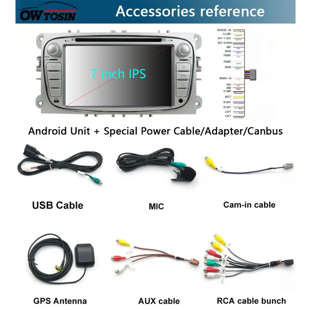 Автомобильный DVD плеер 7 дюймовый IPS 8 ядер 4 Гб + 64 ГБ Android 9 0 для Ford Kuga Focus S Max C Mondeo Galaxy
