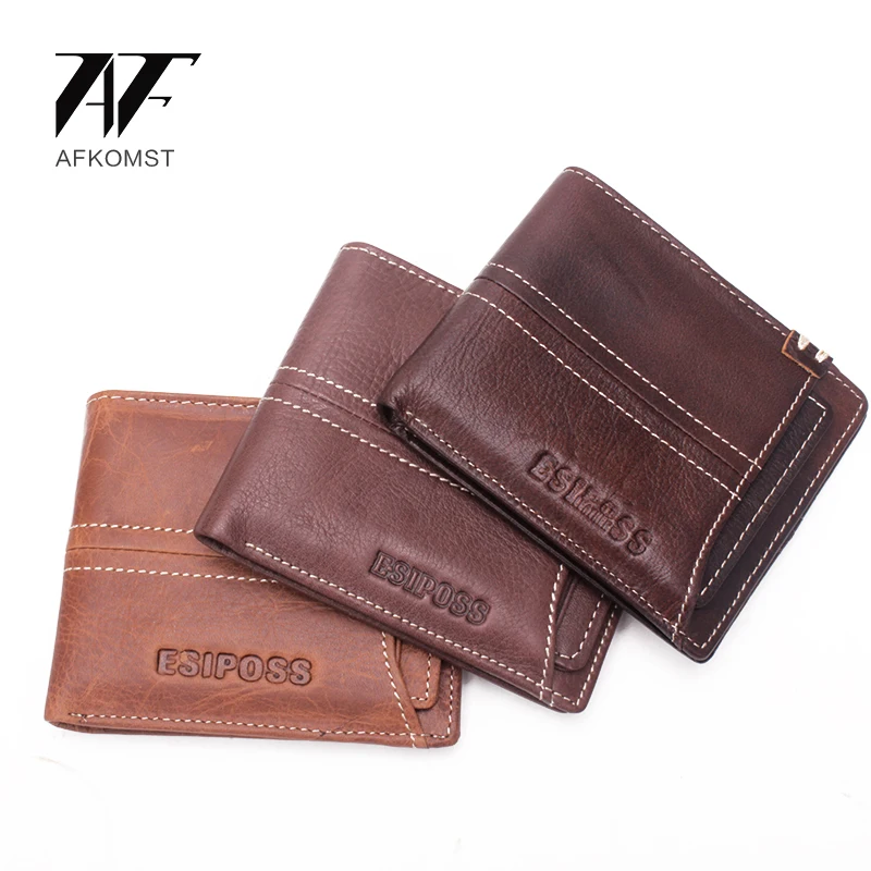 AFKOMST Top Quality Mens Wallet With Removable Card Holders Genuine Leather Men Purse Carzy ...