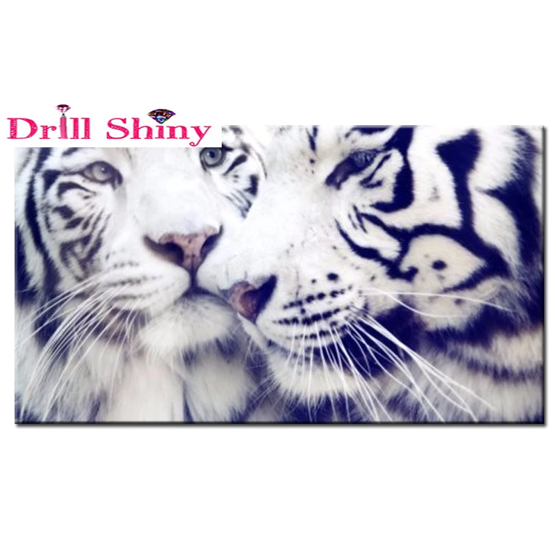 

DIY 5D Diamond Painting Full Square Drill Decor Mosaic Embroidery Animal White Tiger Patchwork Inlaid Resin Craft Gift