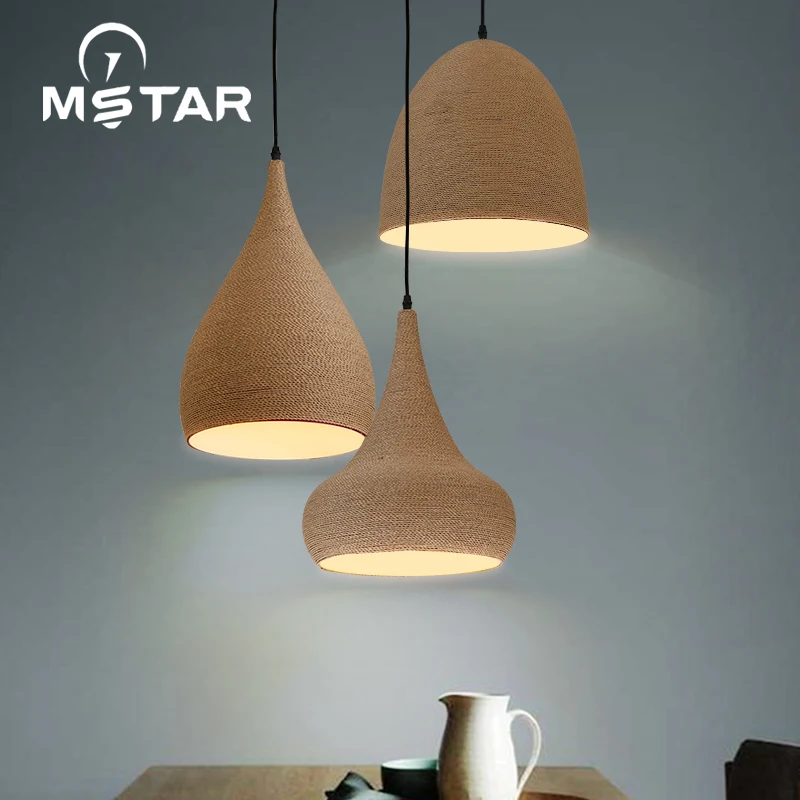 

Industrial Retro Pendant Lights For Restaurant/bar/Cafe/shop Hanging Light Woven hemp rope Diamond cages Pendant lamp