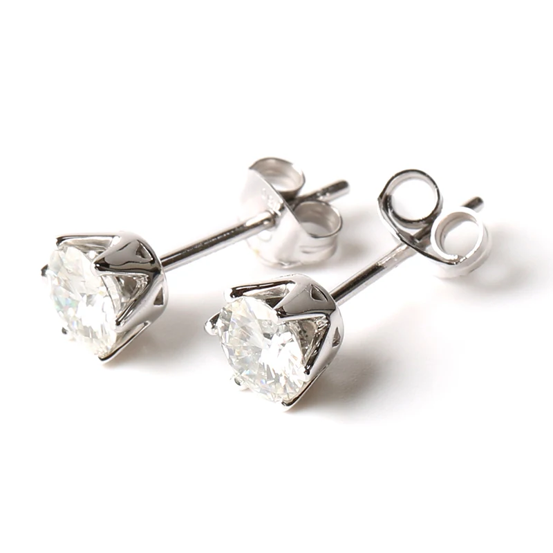 Серьги гвоздики из золота с муассанитом 5 мм 0 карат|stud earrings|gift giftsgift women |