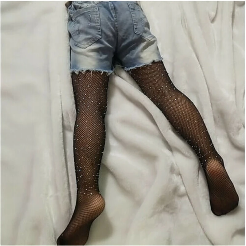 Baby Summer Stockings Fashion Kids Girls Fishnet Tights Unique Diamond Design Shinny Bling Party Hosiery Pantyhose