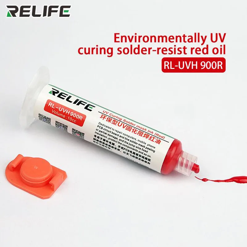 Red Oil Jyrkior RELIFE 10 мл Высокое качество УФ паяльная маска PCB BGA краска предотвращает КОРРОЗИОННОЕ дуговое пайка сварочные флюсы масло - Цвет: Red Oil