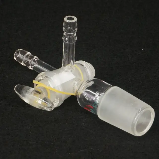 24/29 Joint T Type Adapter Three Way Glass Stopcock 125mm Length Lab