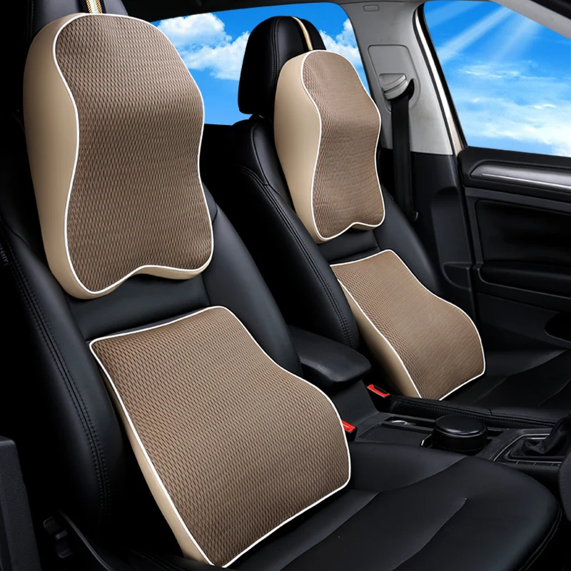 

KKYSYELVA 4 Colors Memory Foam Seat Chair Lumbar Back Support Cushion Pillows for Office Home Car Auto Interior Accessories