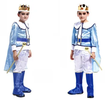 

Fashion Children Arabian Prince Cosplay Costume for Party Boy Stage Dance Clothing with Crown Free Shipping 89