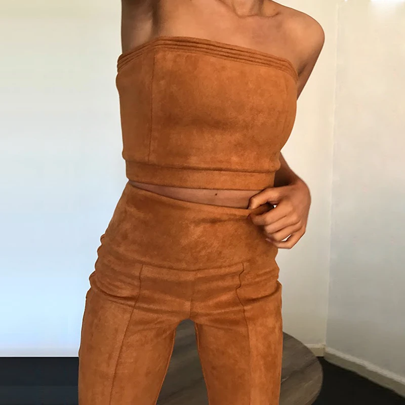 FLYMALL 2017 Spring Autumn Suede Leather Women Pants High Waist Large