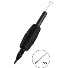 40 шт./лот 7RS(19 мм) 3/" черные резиновые одноразовые держатели с иглами для татуировки насадки для тату наконечники с иглы для татуировки стерилизованые