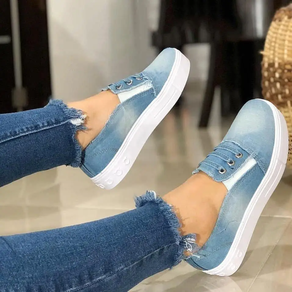 

EOEODOIT Spring Autumn Casual Shoes Women Loafer Round Toe Slip On Canvas Sneakers Plus Size Female Daily Flat Heels Shoes Flats