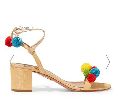 

New fashion colorful Pom Pom ball Women Sandals Fashion top strap buckle chunky heel Gladiator Sandal large size