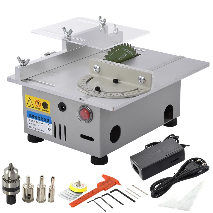 Mini Table Saw Handmade Woodworking DIY Model Electric Polishing Cutting Tool Aluminum Alloy Circular Saw Blade 7000 rpm DC24V
