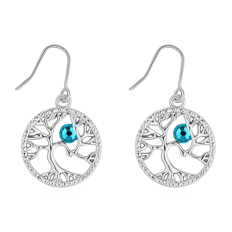 Drop Earrings Women Hollow Out Tree of Life Pattern Round Earring moda mujer Jewelry 2018 Fashion Pendientes02