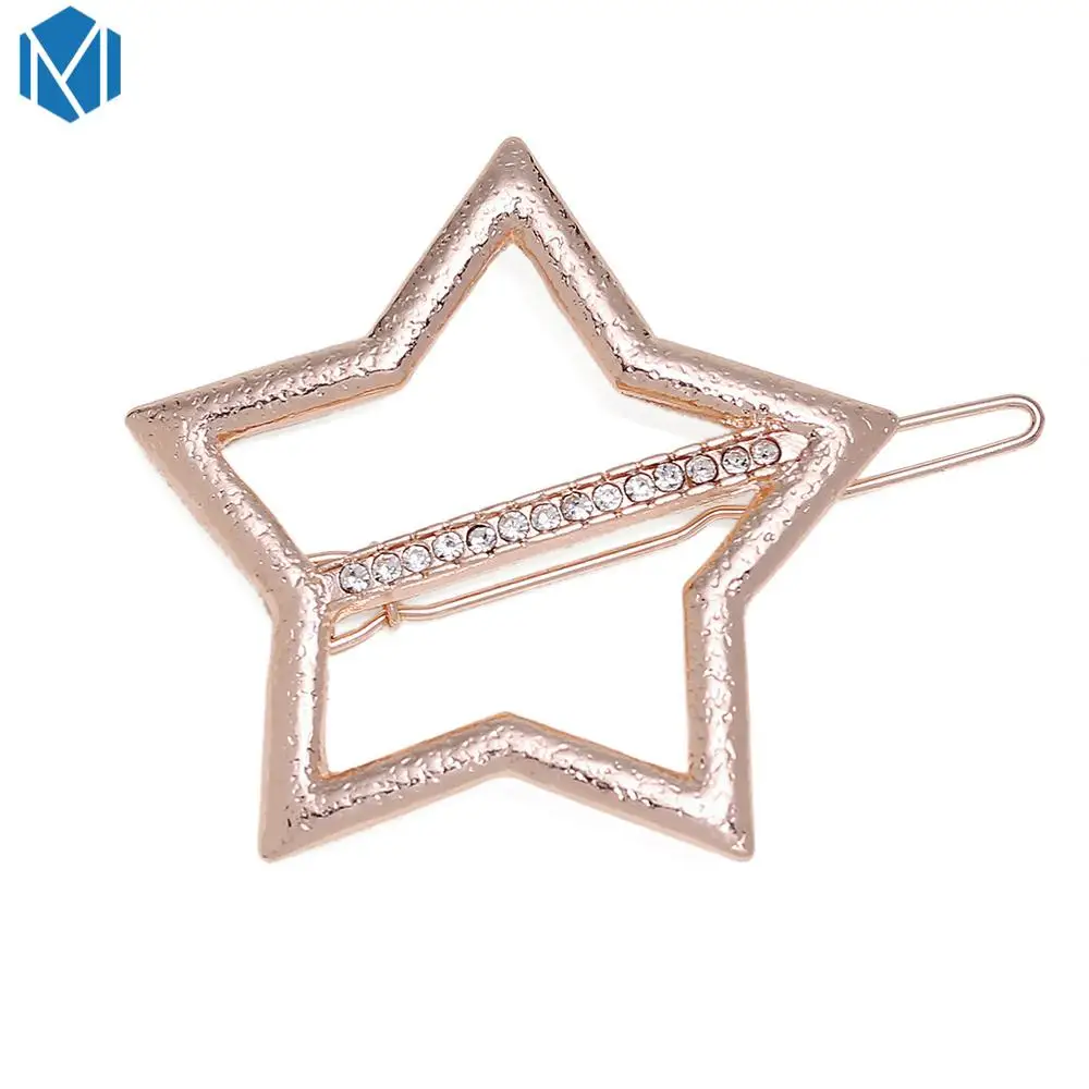 Crystal Star Gold Модные женские аксессуары для волос, треугольная заколка для волос, металлический геометрический сплав, ободок для волос с Луной и кругами, заколка для волос, держатель для девочек - Цвет: Crystal Star Gold