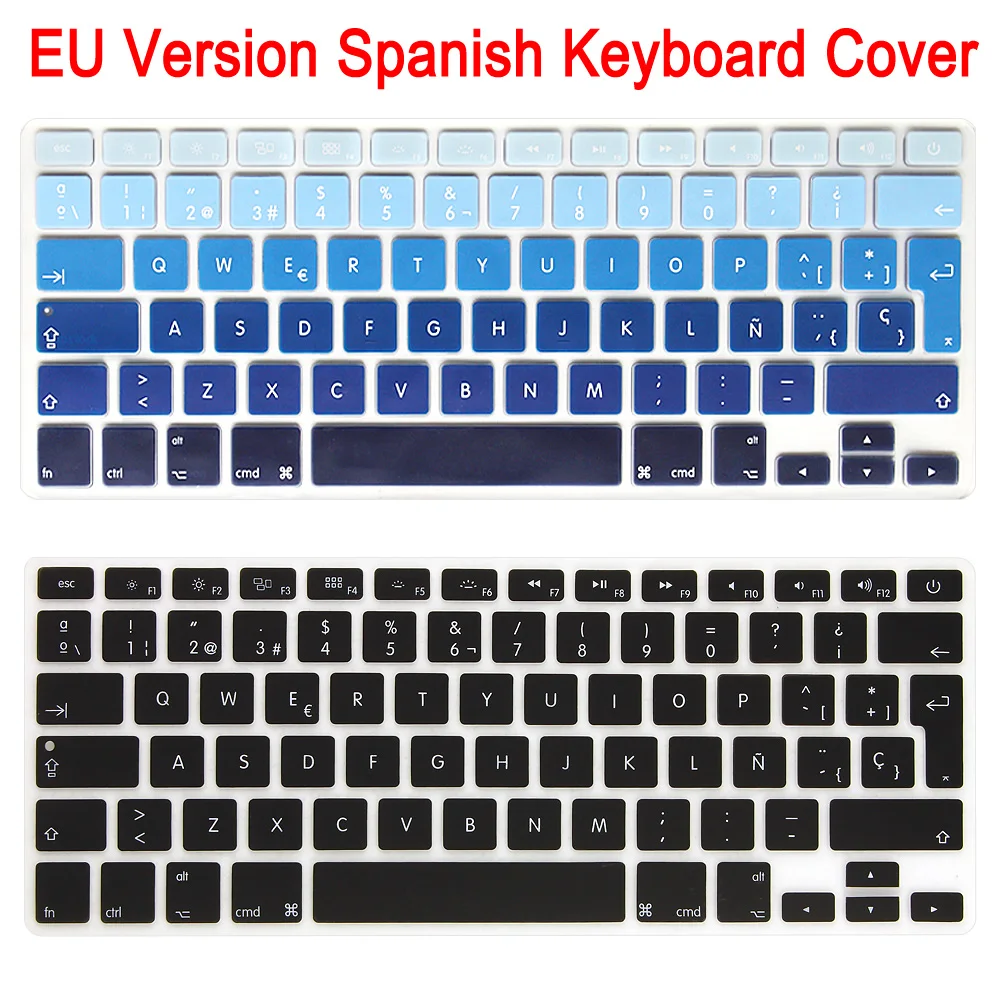 1 шт. ЕС введите ES Испания Испанский клавиатура кожного покрова для Macbook Air 13 дюймов кремния черный клавиатуры ноутбука протектор пленка