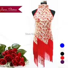 Новинка женщина Блёстки Костюмы для латиноамериканских танцев Танцы Платья для женщин длинные Ленточки вечернее платье Для женщин Ленточки костюм платье для взрослых dacing Платья для женщин Танцы одежда