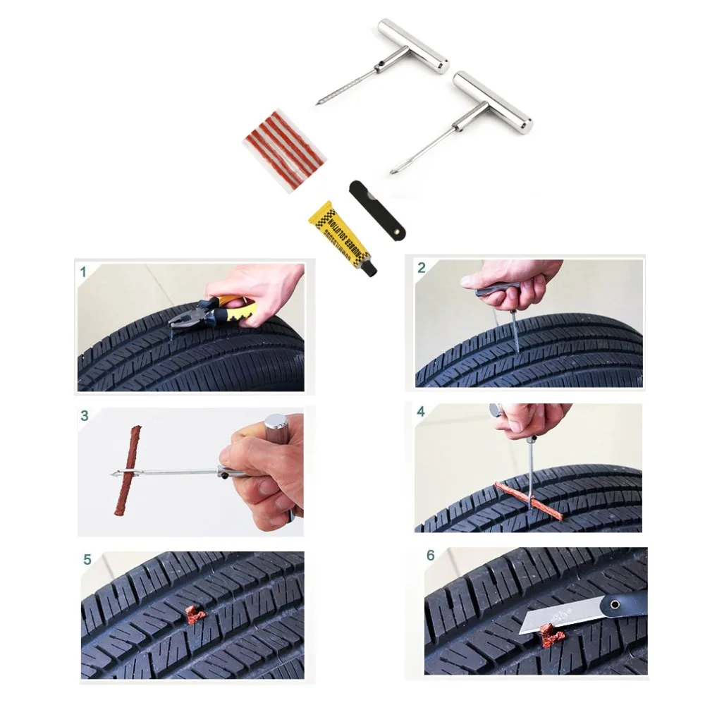 Prix pour Chaude 6 Pcs/ensemble Utile Automobile Vélo Tubeless De Réparation De Pneus Kit Crevaison Pneu De Voiture Plug Repair Tool Kit Accessoires Prix pour Chaude 6 Pcs/ensemble Utile Automobile Vélo Tubeless De Réparation De Pneus Kit Crevaison Pneu De Voiture Plug Repair Tool Kit Accessoires