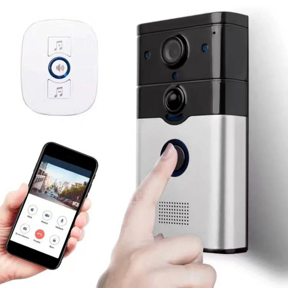 

WiFi Wireless Remote Doorbell 720P PIR Motion Detection Support Loop Recording with Alarm Function