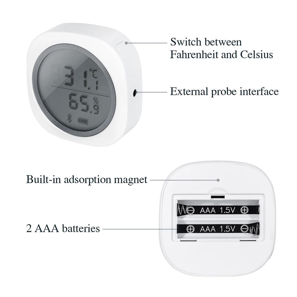 Wireless Bluetooth IBS-TH1 Plus Thermometer & Hygrometer For Android & IOS Free APP For Brewing Meat Plant Cigar Storage Car
