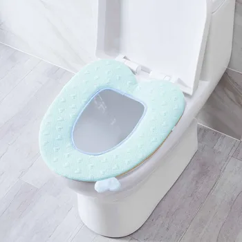 

OTHERHOUSE Soft Toilet Seat Cover Pad With Lifter Washable Lid Health Waterproof Toilet Mat Cover Bathroom Closestool Protector