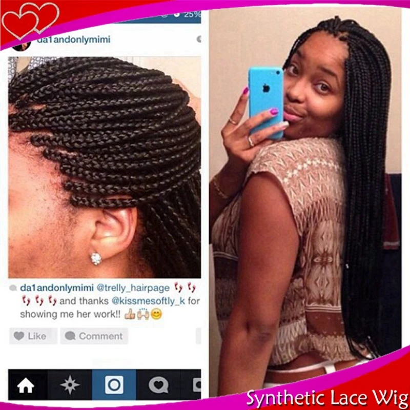 Three Pay Braided Lace Front Wigs Synthetic Silky Twist Braiding