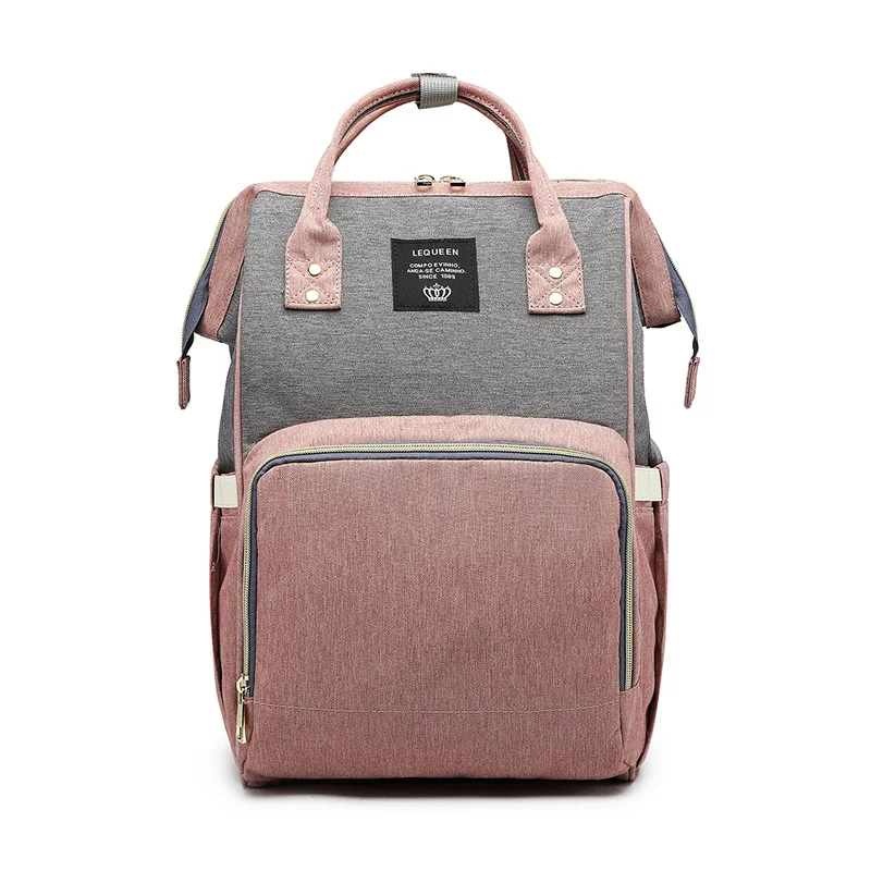 LEQUEEN Пеленки сумки Мумия для беременных подгузник коврик для коляски Bolsa большой детский дорожный рюкзак для мам сумка для ухода за ребенком Пеленальный мешок - Цвет: Pink-Gray