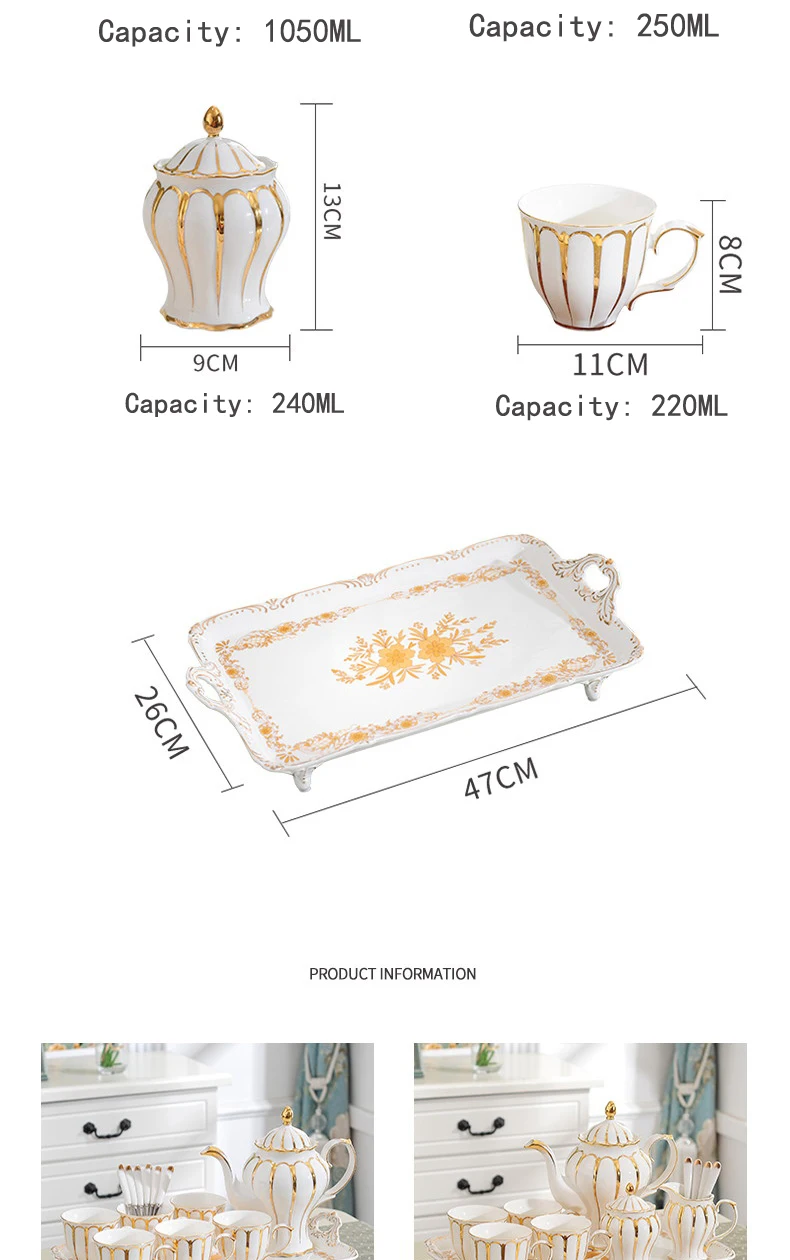 Европейский набор кофейных чашек, чайный горшок, поднос, роскошный набор чайных чашек из костяного фарфора, сахарный чайник, чайное время, день рождения, Креативные Свадебные подарки