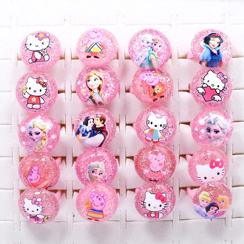 

Wholesale Jewelry 20Pcs Cute Cartoon snow white Elsa Rapunzel Rings for Children Kids Girls Baby Party Gifts