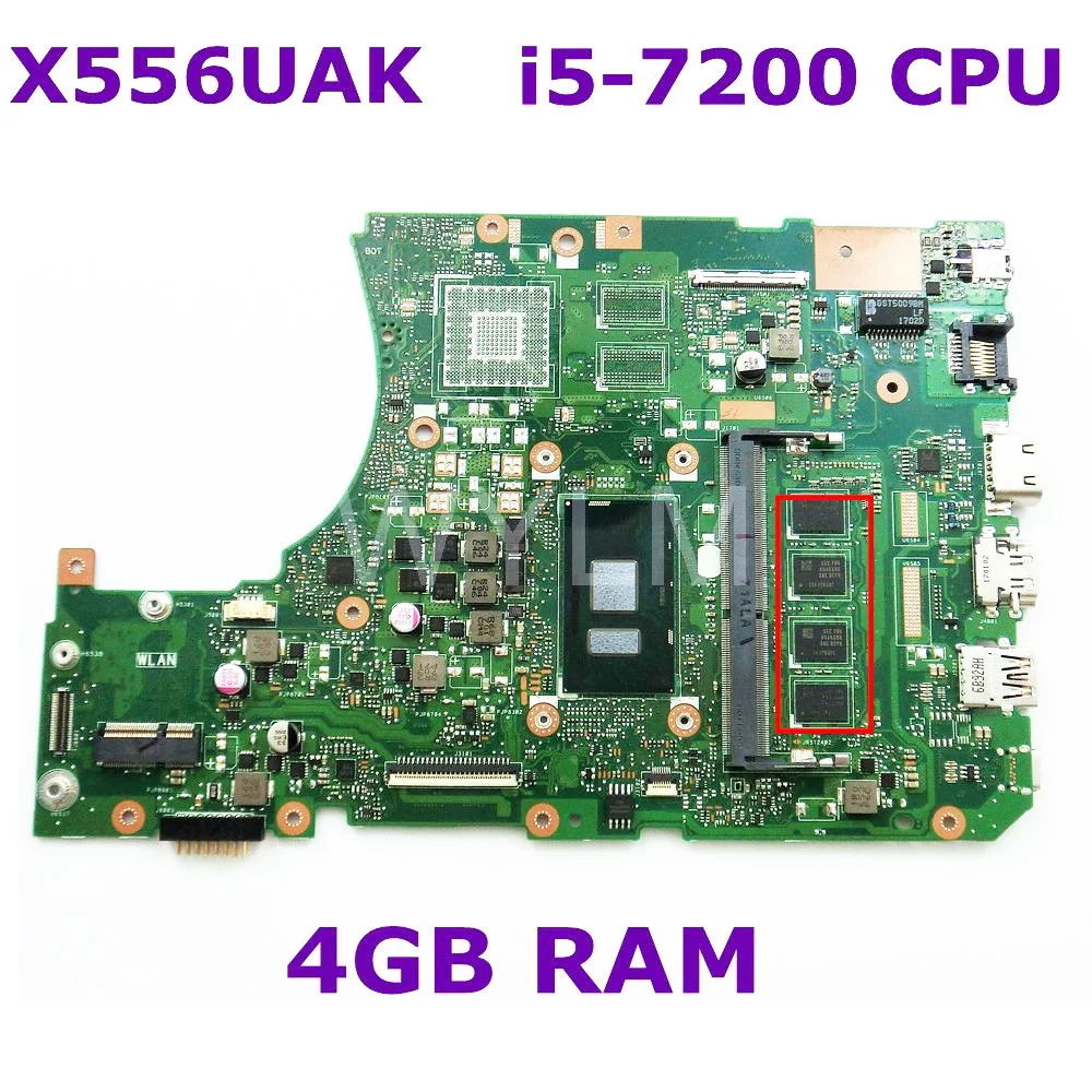 

X556UAK With i5-7200 CPU 4GB RAM Mainboard REV 3.1 For ASUS X556UA X556UJ X556UV laptop motherboard Fully Tested Free Shipping