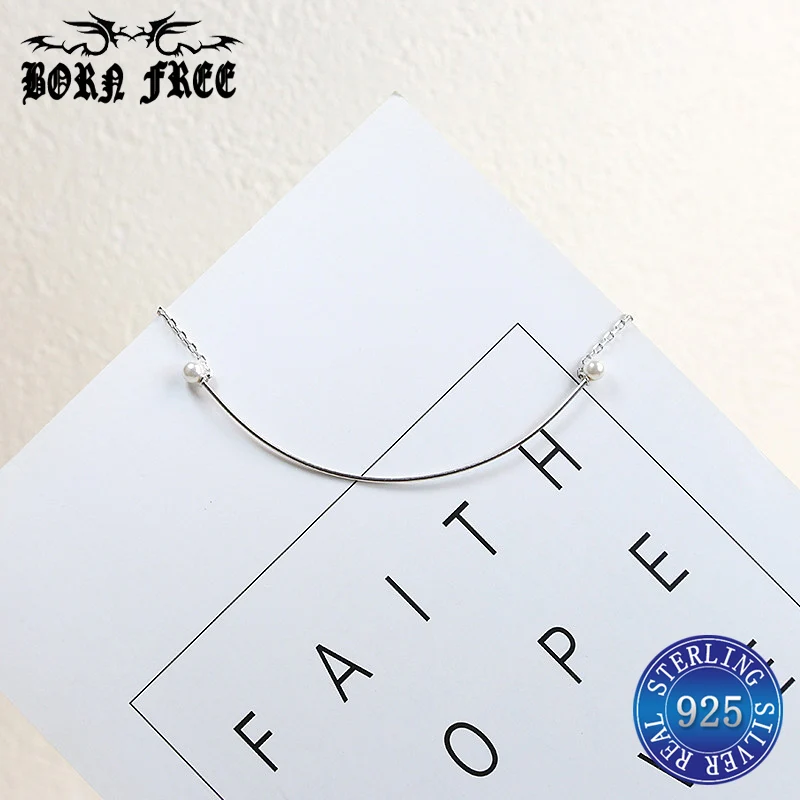 

sterling silver pendentif chain statement pendant pearl necklace simple choker kolye jewelry collares joyeria plata de ley 925