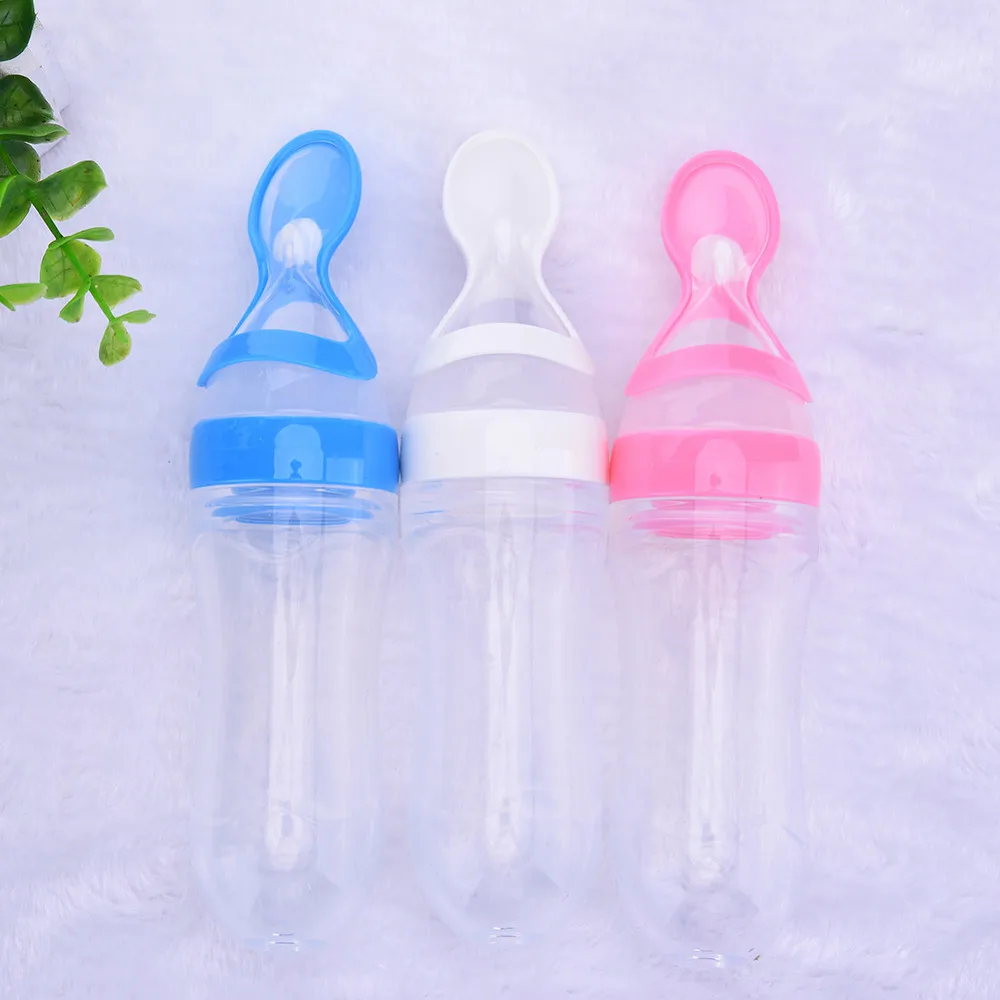 90 мл детская силикагель бутылочка для кормления с ложкой BPA БЕСПЛАТНО Младенческая Детская пищевая добавка рисовая бутылочка для каши для новорожденных