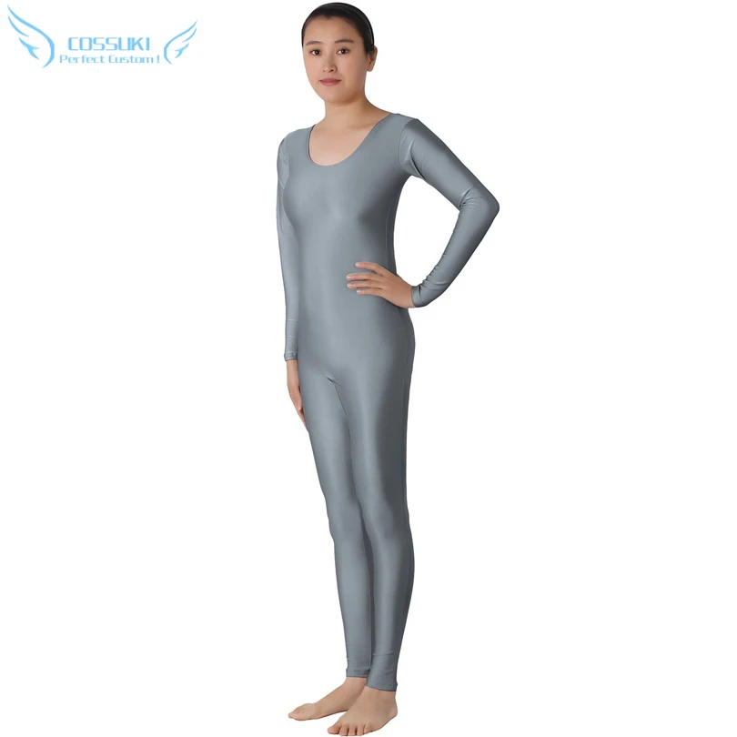 Gray Lycra Headless Zentai Suit Spandex Full Body Skin Tight Jumpsuit