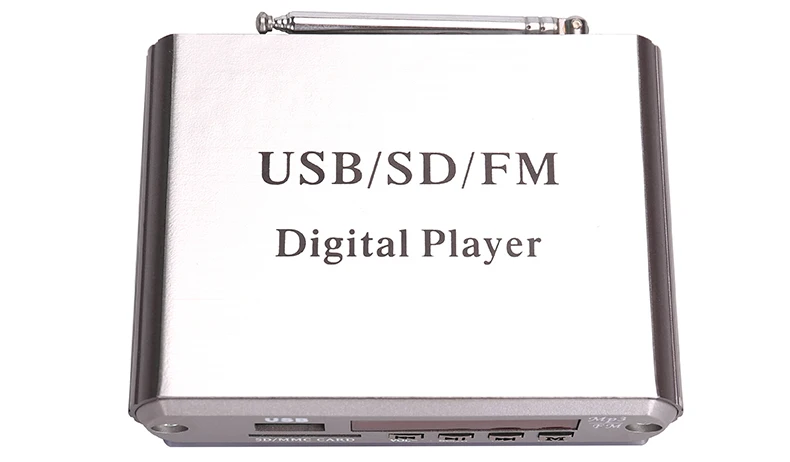 kinter A5 Hifi mini pre amplifier for active speaker or headphone with USB SD FM radio led digital display remote control support DC12V power input silver plastic enclosure  (12)