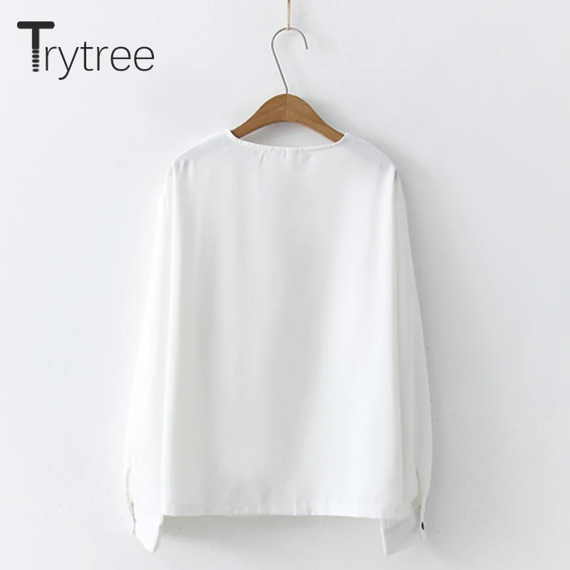 Ttytree весенние блузки Повседневная рубашка для женщин полиэстер офиса леди полный
