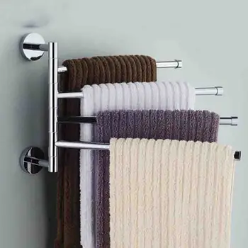 

Stainless Steel Towel Rack with 4 Bars Wall-mounted Type Home Storage Racks Bathroom Kitchen Organizer
