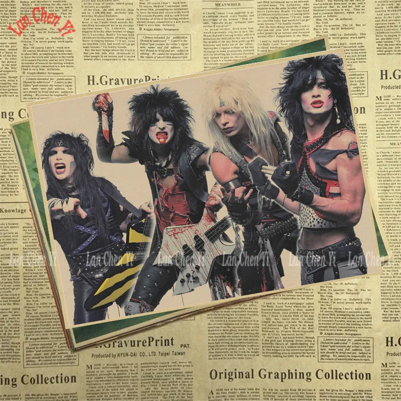 Motley Crue Band Классический Ностальгический матовый крафт-бумага плакат для кафе креативная настенная бумага украшение интерьера - Цвет: Шоколад