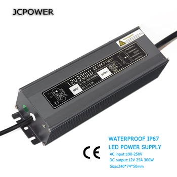 

DHL shipping 12V 300W IP67 Switching Led Driver Power Supply Transformer WaterproofAC 190-250V Current 25A