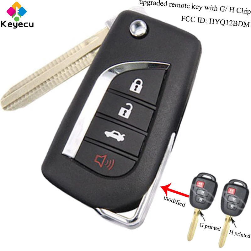 

KEYECU Upgraded Remote Car Key- 2+1/ 3 Buttons & 314MHz & H/ G Chip Optional - FOB for Toyota RAV4 Prius C/V 2013 2014 2015 2016