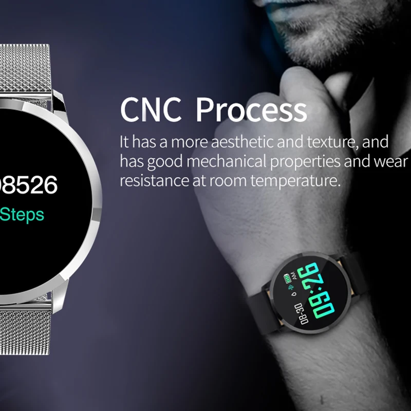 Q8 OLED Bluetooth Смарт-часы IP67 водонепроницаемые носимые устройства Smartwatch наручные часы для мужчин и женщин фитнес-трекер монитор сердечного ритма