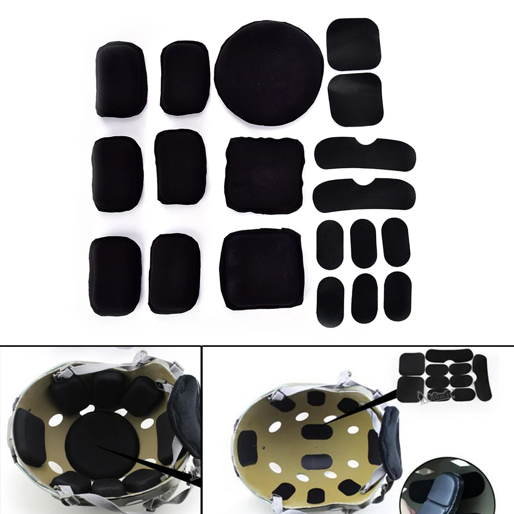 19Pcs Combat Paintball for Airsoft Tactical Military Helmet Pads Hunting Helmet Protective Pad EVA