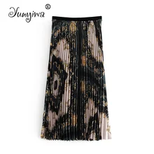 Трапециевидная Женская плиссированная юбка Jupe Femme Faldas Mujer Женская Новая плиссированная юбка с принтом змеиный принт размера плюс