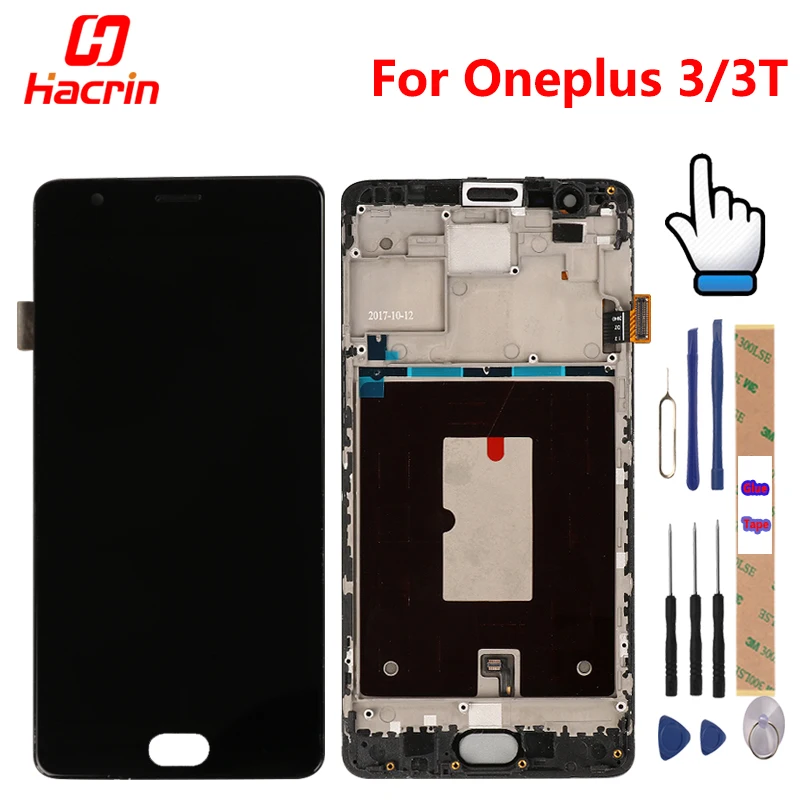 Цена Oneplus 3T экран с рамкой oneplus 3T ЖК дисплей кодирующий преобразователь сенсорного экрана в сборе Замена для oneplus 3 one plus three
