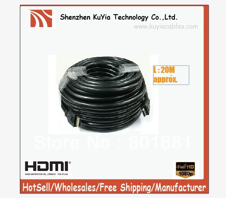 20 м+ черный+ FullHD 1080 p 24AWG v1.3B HDMI кабель для HD ТВ проектор
