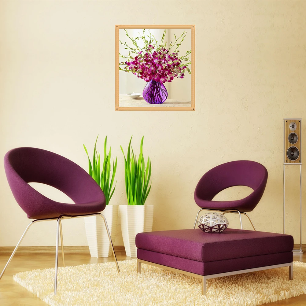 30x30 см Алмазная картина Роза Хризантема Цветочная ваза DIY мозаика полная круглая