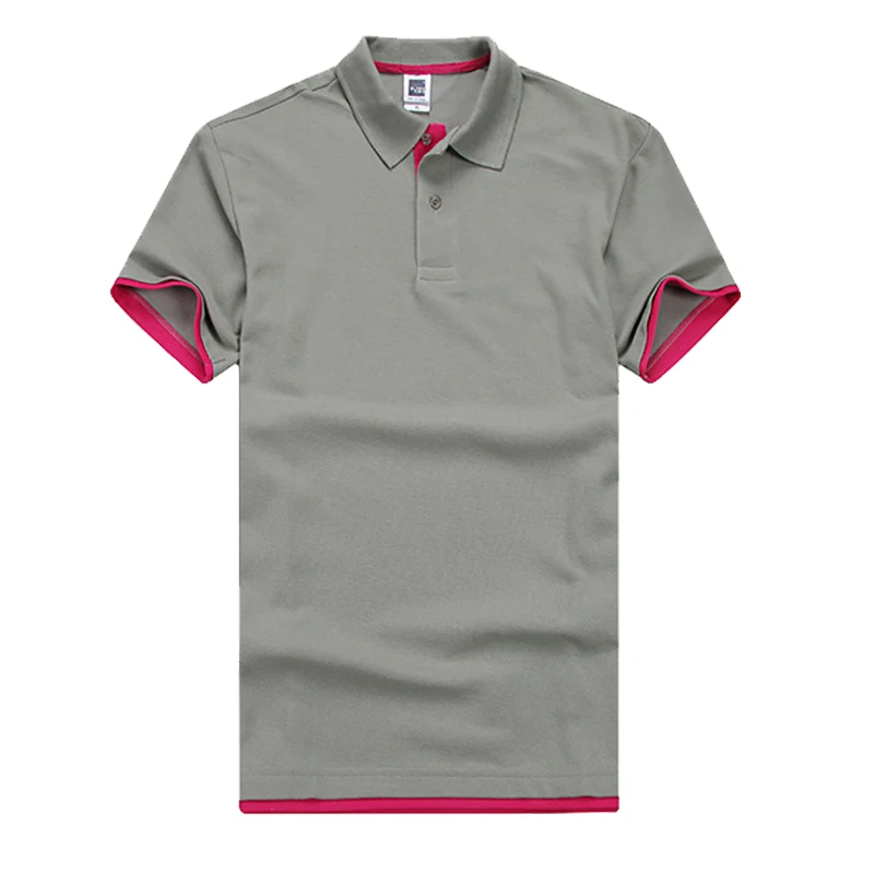 Grey Red FALIZA, новинка, брендовая мужская рубашка поло, дизайнерская, дышащая, хлопковая, повседневная, с коротким рукавом, мужские рубашки поло размера плюс, XXXL, TX107 - Цвет: Grey Red