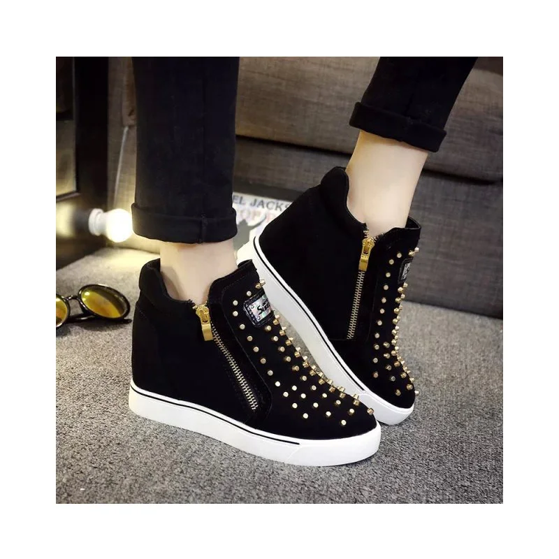 

Women's Shoes Muffin heel Thick-soled Loaf Lazy Shoes Rivets Inside Increased Climax Women's Single Shoes