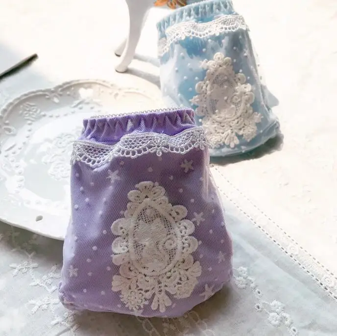 Новое поступление реальное фото M L XL молочный шелк милые Лолита Kawaii вышивка трусики нижнее белье трусики WP571