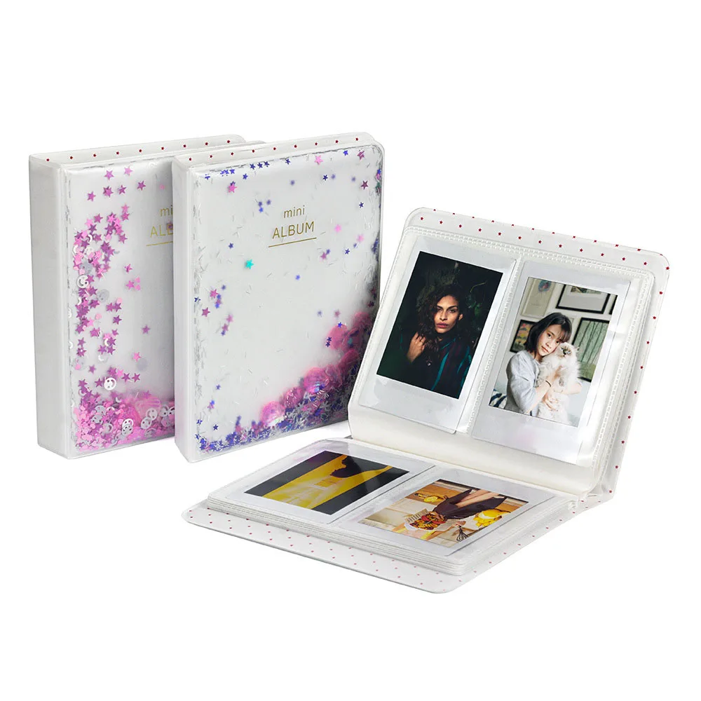 

64 Pockets 3 Inch Mini Films Photo Book Album Quicksand Beads for Fujifilm Instax Mini 9 8 7s 90 70 25 Camera Name Card Holder